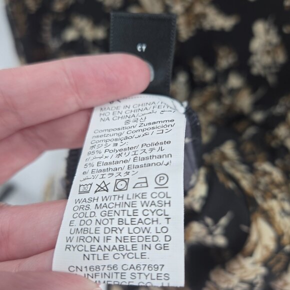 Shein Curve Black Brown Cream Floral Long Sleeved Back Ruched Blouse 4XL - Picture 9 of 10